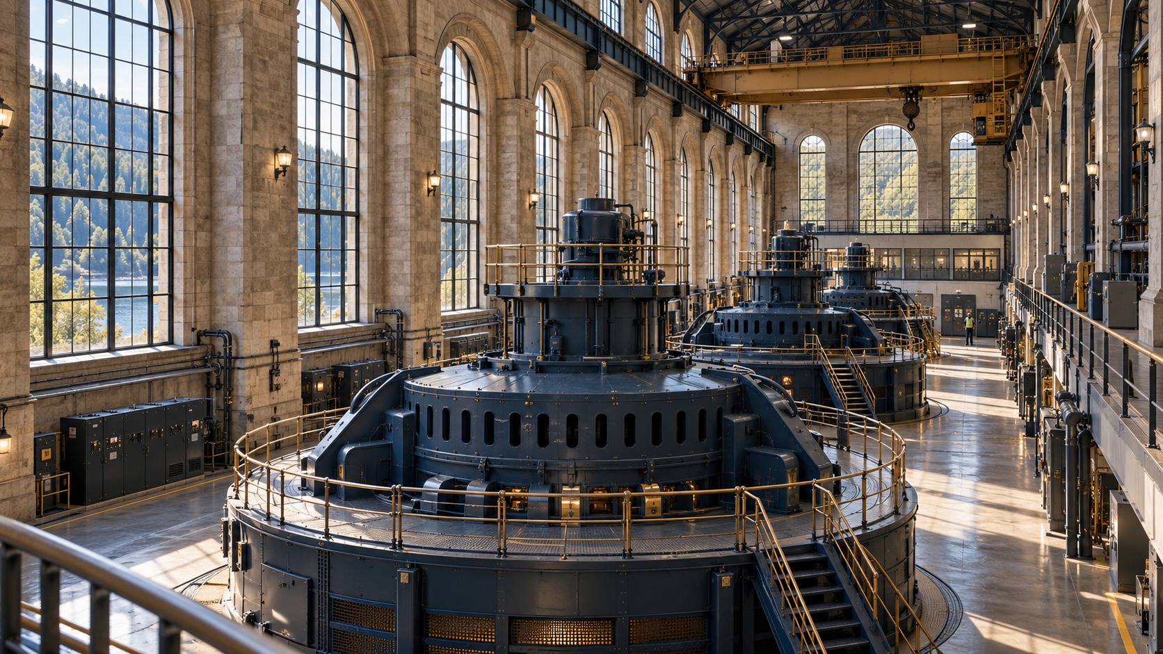 Illustrative power-generation hall representing long-life productive assets.